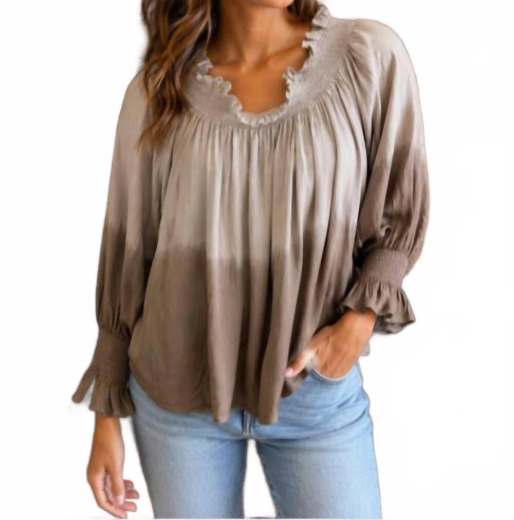 NEW PHIE COLLECTIVE marina dip dye off shoulder top in mocha